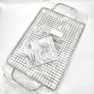 Pampered Chef BBQ Grill Tray 14x10 Stainless Steel Barbecue Basket Handles 2708